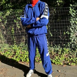 KAPPA—VTG Two-Piece Quarter-Zip Tracksuit—Mens XL—Blue, Black & White—Omni Logos